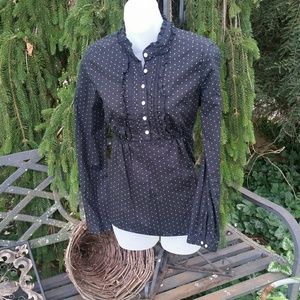 J Crew Tunic Black with White Polka-Dots